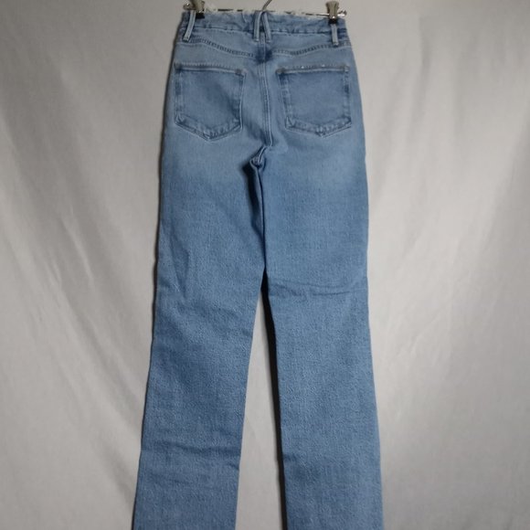 Good American Women's Button Fly Skinny Leg Split Hem Distress Waist Jeans 0/25 - Picture 3 of 9